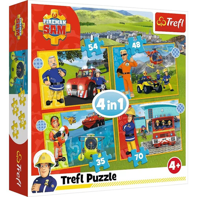 Puzzle 4w1 Układanka Odważny STRAŻAK SAM Bajka 4+ Trefl 34387