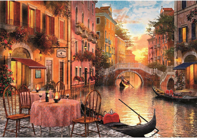 Puzzle 1000 El. HQ Wenecja Kawiarnia Kanał Łódka 14+ Clementoni