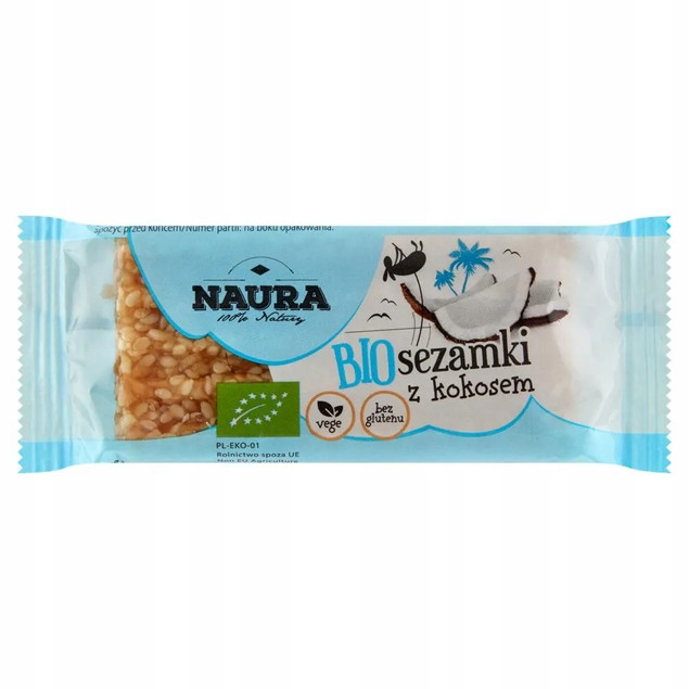 NAURA Sezamki z KOKOSEM Bezglutenowe Wegańskie BIO 27g
