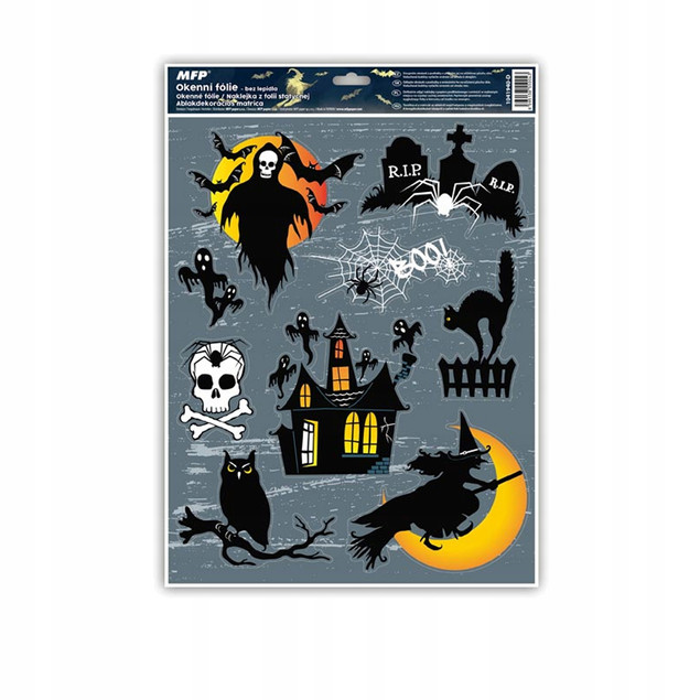 NAKLEJKA OKIENNA HALLOWEEN BROKAT 30x42cm MIX 1szt
