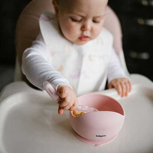 BABYONO Elastyczna Silikonowa Łyżeczka RÓŻOWA Dla Dzieci 785/03
