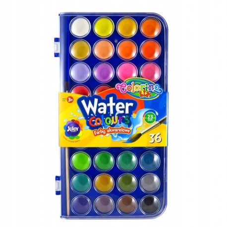 Farby Akwarelowe Szkolne Duża Pastylka 36 Kolorów Colorino 67324