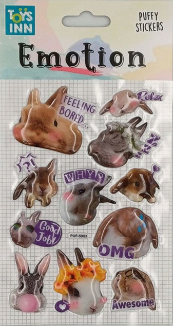 NAKLEJKI PUFFY 3D STICKERS EMOTION KRÓLIKI STNUX 8691 Ozdobne
