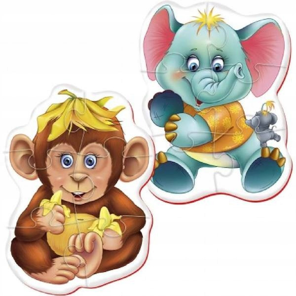 Puzzle Edukacyjne Baby Piankowe Małpka Słonik dla Dzieci 3+