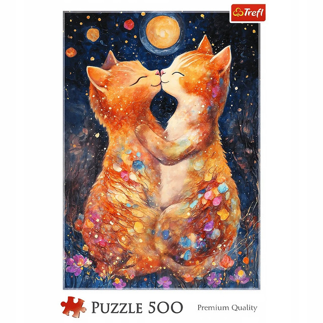Puzzle TREFL 500 Pocałunek w świetle księżyca Koty 37546