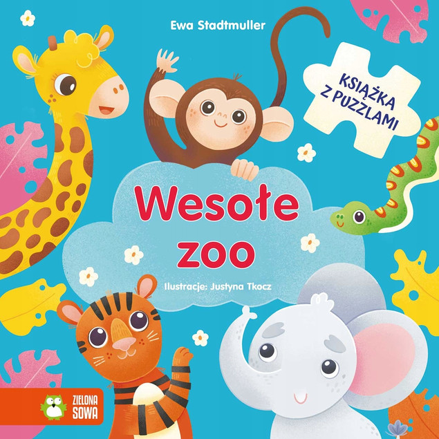 Wesołe Zoo Książka z Puzzlami Ewa Stadtmüller dla Dzieci Rymowanki Kolorowanki