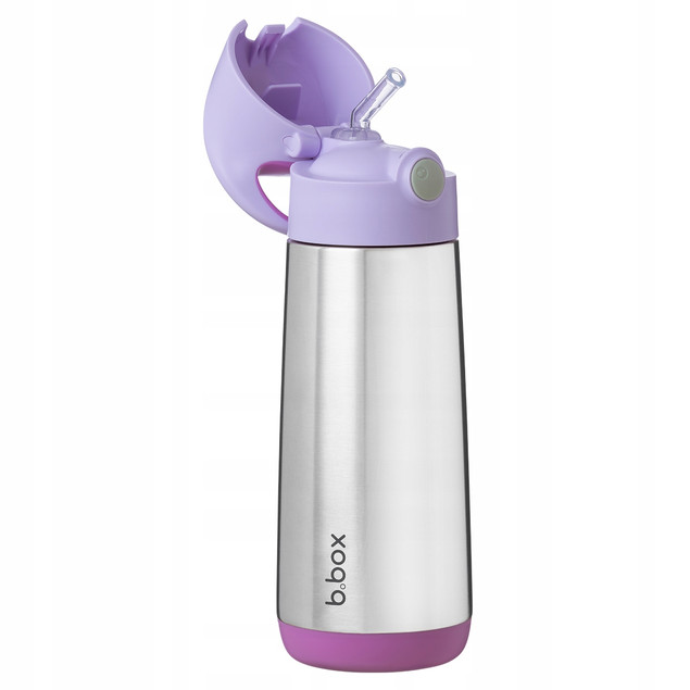 B.box Butelka Termiczna ze Słomką Bidon dla Dzieci 500ml Sugar Plum 3+ Stal Nierdzewna