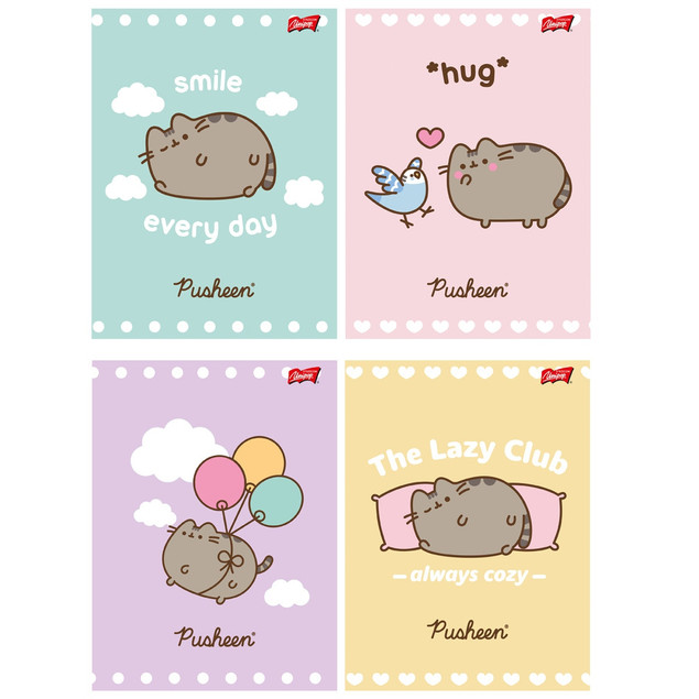 4 x PUSHEEN KOTEK ZESZYT A5/32 w kratkę dla dziewczynki 9735