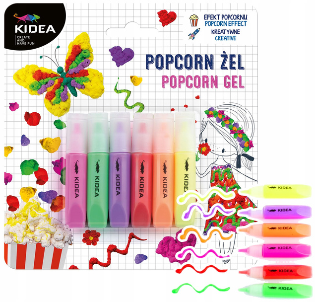 Magiczny Żel POPCORN Pęcznieje 6 Kolorów Zestaw Kreatywny 3+ Kidea