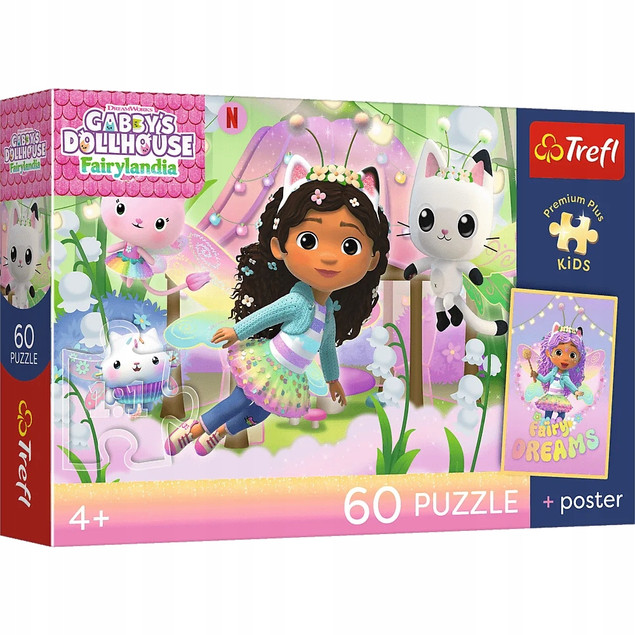 Trefl Puzzle 60el. Koci Domek Gabby: Gabi i kocie przygody z unikalnym plakatem