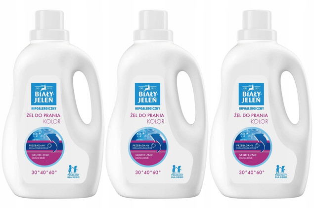 Żel do prania hipoalergiczny KOLOR Biały Jeleń 3x1,5l