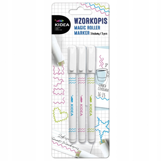 Wzorkopis Szlaczkopis Magiczne Markery z Wzorkiem 3 Kolory Kidea