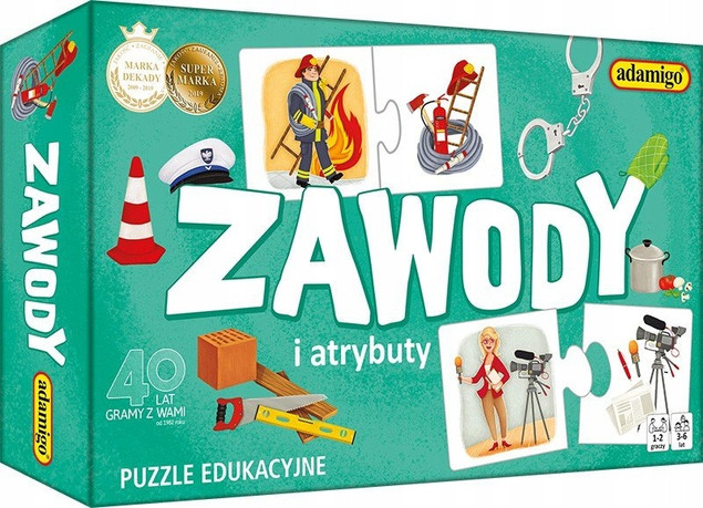 Puzzle Adamigo Zawody i Atrybuty 24 elementy Edukacyjna Układanka dla Dzieci