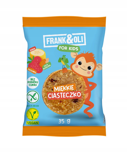 Frank&Oli For Kids Dla Dzieci Miękkie Ciasteczko BANAN TRUSKAWKA 35g x2