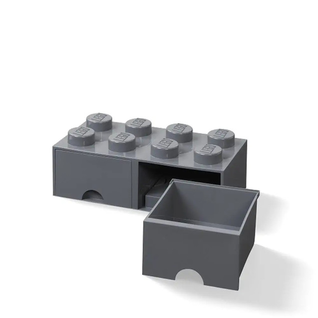 LEGO Pojemnik Klocek 8 z 2 Szufladami Szary Organizer