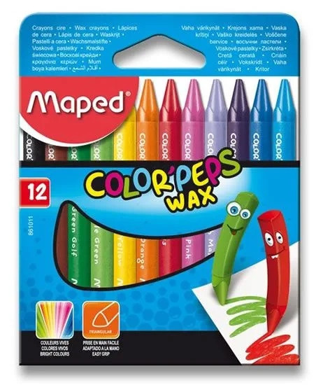 Kredki Świecowe Dla Najmłodszych Color'Peps Wax 12 Kolorów 4+ Maped