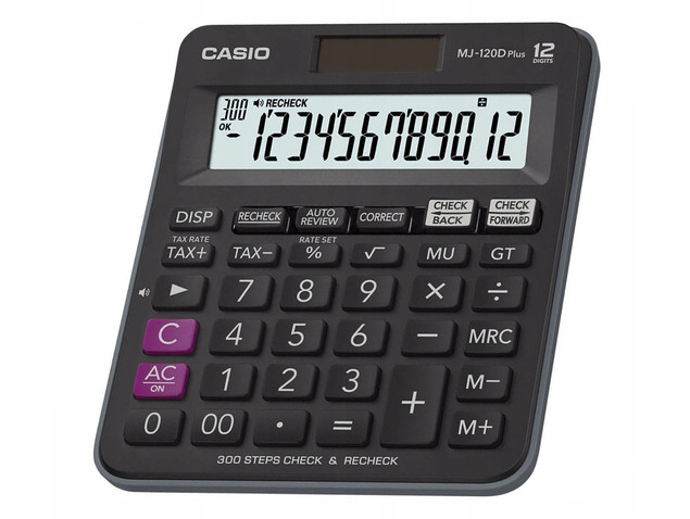Kalkulator biurowy Casio MJ-120D Plus 12-cyfrowy czarny