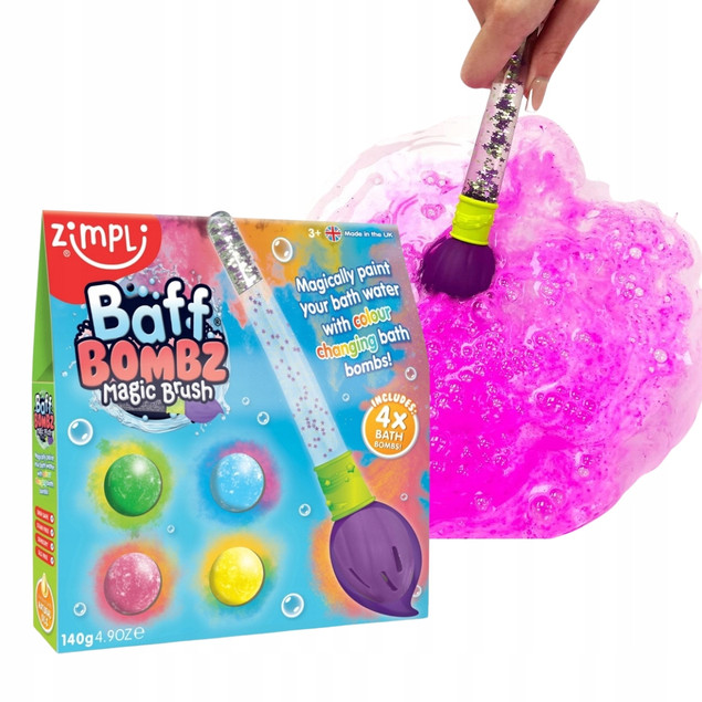 Zimpli Kids Baff Bombz Magic Brush 4 Kule do Kąpieli Zmieniające Kolor