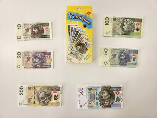 Pieniądze ALEX Do Zabawy i Nauki Liczenia Sztuczne Banknoty 3+ Alexander