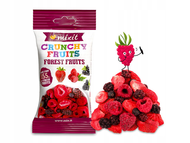 MIXIT Chrupiące Liofilizowane Owoce MIX SMAKÓW Truskawka Banan x4