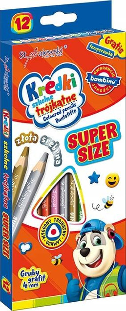 Kredki Szkolne Trójkątne Gruby Grafit 12 Kolorów Bambino