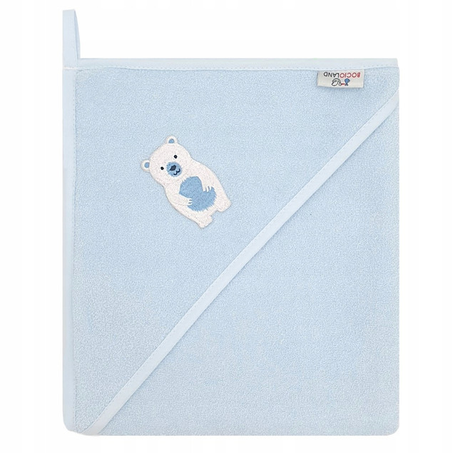 Okrycie Kąpielowe z Kapturkiem Ręcznik 100x100 Bawełna NIEBIESKIE Bocioland