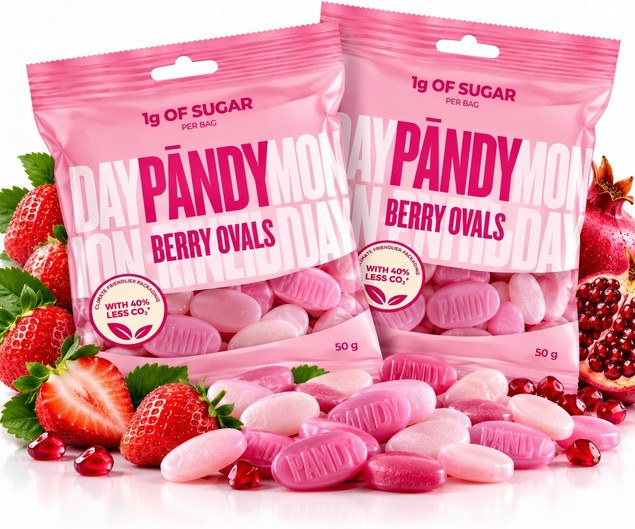 Żelki PANDY 50 g Poziomka i Granat Bez Cukru x2