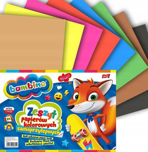 Blok Zeszyt Papierów Kolorowych Samoprzylepnych B4 8 kartek Bambino