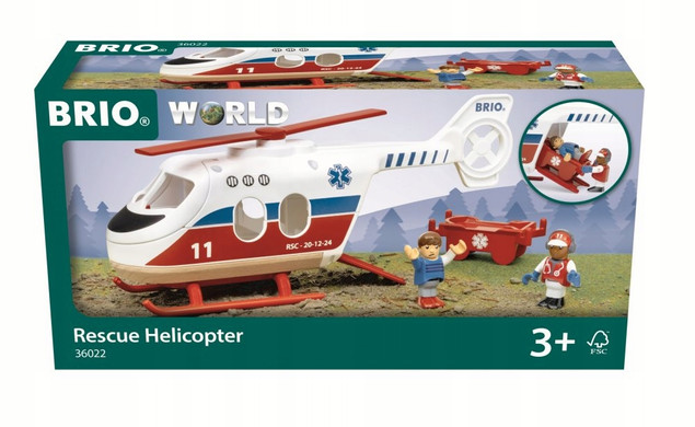 Helikopter ratunkowy Brio wielokolorowy z figurkami i noszami