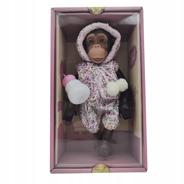 Realistyczna Lalka Małpka Szympans Przytulanka 32 cm w Ubranku