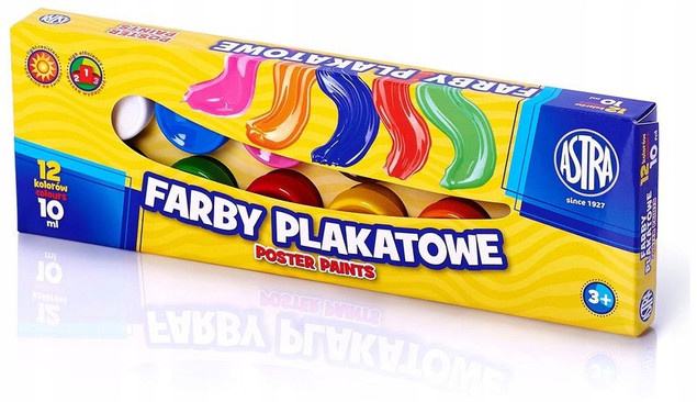ASTRA Farby Plakatowe Szkolne 12 Kolorów x 10 ml Astra