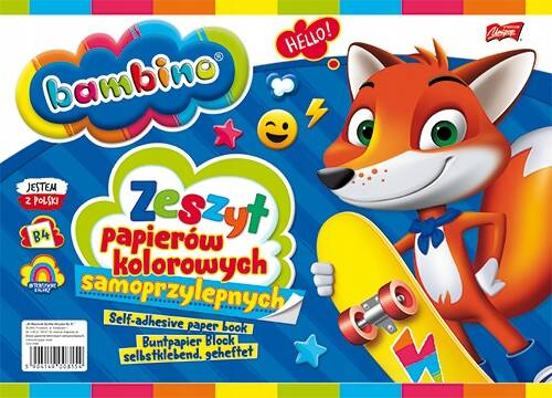 Blok Zeszyt Papierów Kolorowych Samoprzylepnych B4 8 kartek Bambino