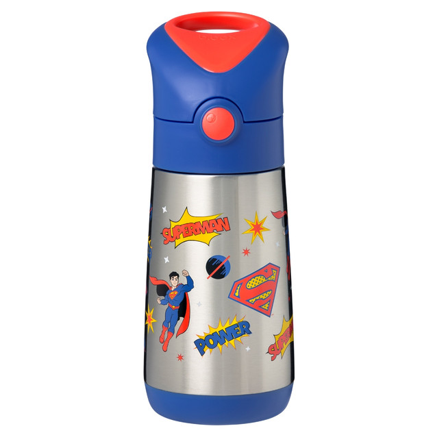 B.box Termos butelka do picia ze słomką 350 ml Superman - Stal Nierdzewna dla Dzieci