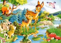 Puzzle 120 Układanka Zwierzęta JELONKI Las Jelonek Jeleń Rzeka 6+ Castor