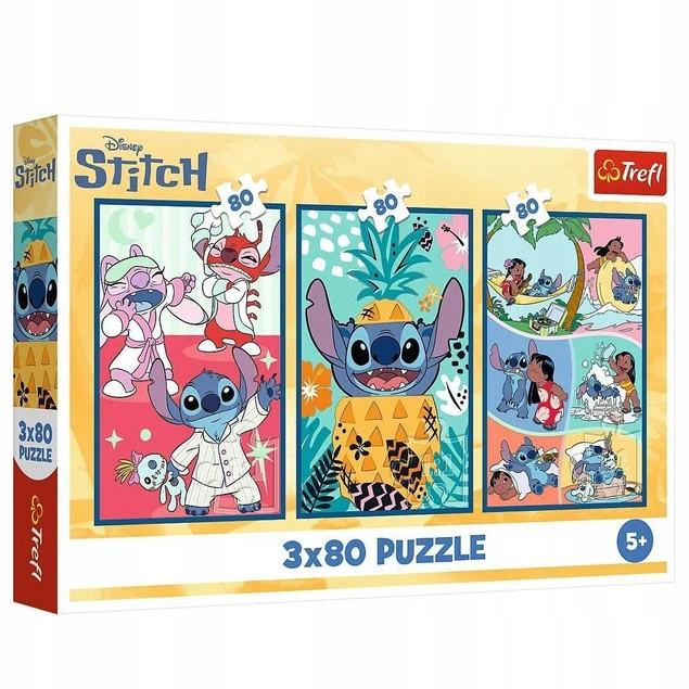 Puzzle 3x80 Świat Stitcha Trefl