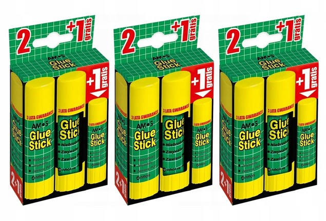 Klej w Sztyfcie AMOS 22g x 2 szt. + Dodatkowy Klej Amos 8g x3