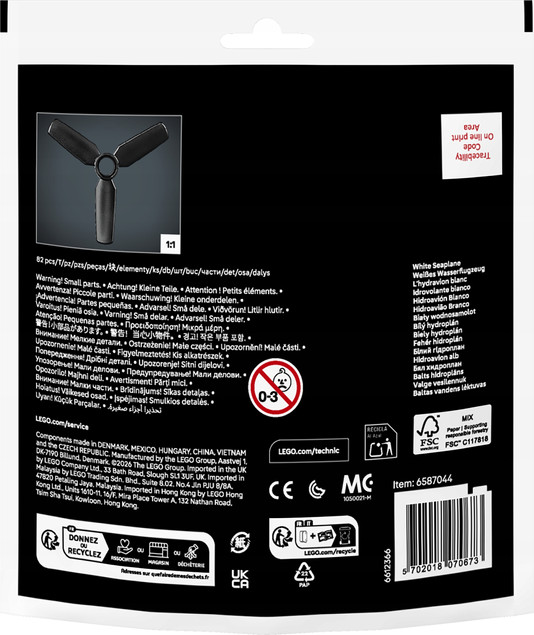 LEGO Technic 30736 Biały Wodnosamolot – Model Konstrukcyjny z Obracanym Śmigłem