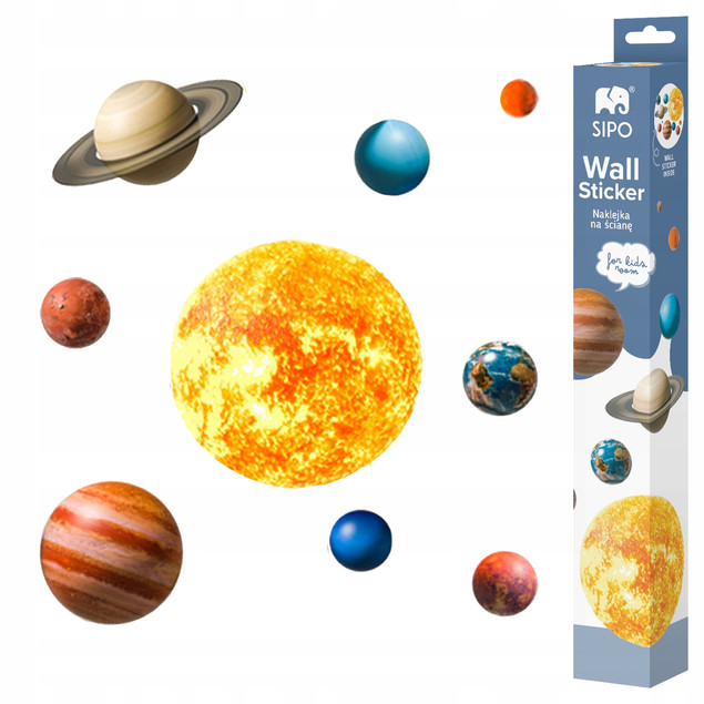 NAKLEJKI NA ŚCIANĘ MEBLE DO POKOJU DZIECKA KOSMOS PLANETY UKŁAD SŁONECZNY