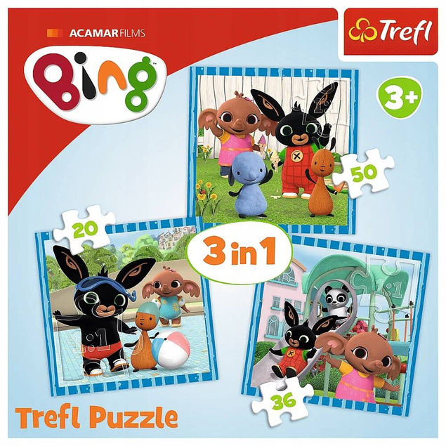 Puzzle 3w1 Układanka BING Zabawy Z Przyjaciółmi Królik Bajka 3+ Trefl 34851