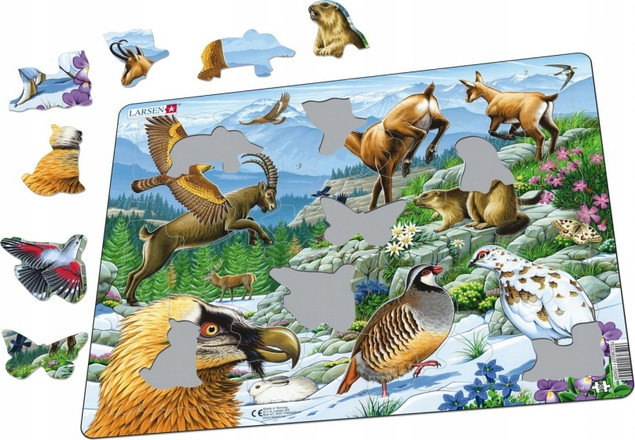Puzzle Larsen Alpy 55 el. | Edukacyjna Układanka Zwierzęta Górskie