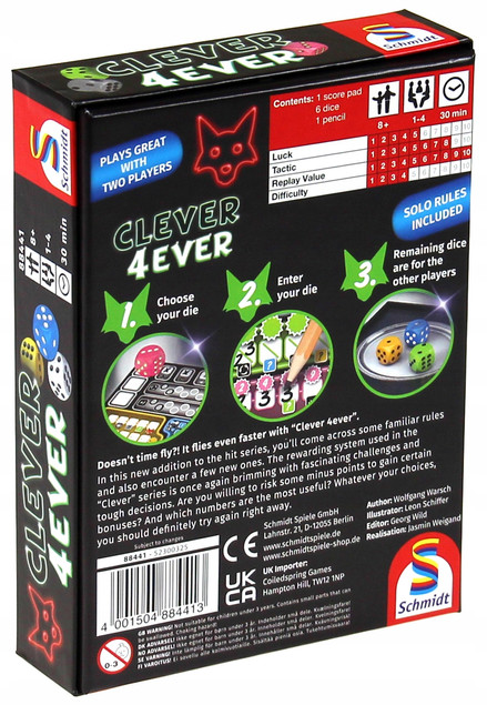 Gra Planszowa Pełna Taca Clever 4 Ever Schmidt Spiele Roll & Write PL