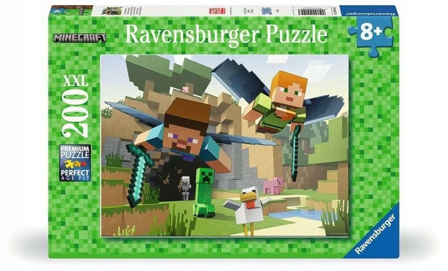 Ravensburger puzzle dziecięce 200 XXL Minecraft zwierzęce przygody od 8 lat