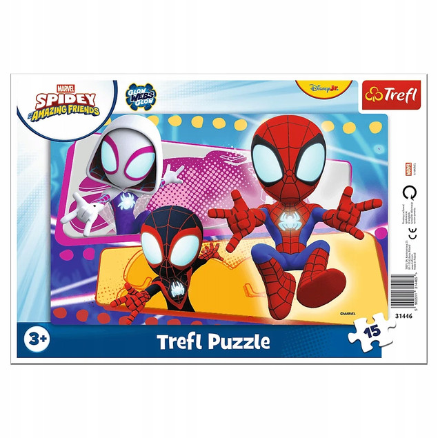 Puzzle Trefl 15 elementów Puzzle ramkowe 15 el. Spidey, Pajęcza paczka