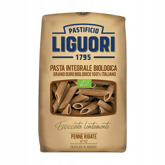Makaron rurki Penne Rigate Liguori 500 g Pełnoziarnisty BIO