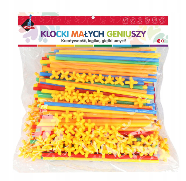 Askato Klocki Słomki Konstrukcyjne Małych Geniuszy 300 el.