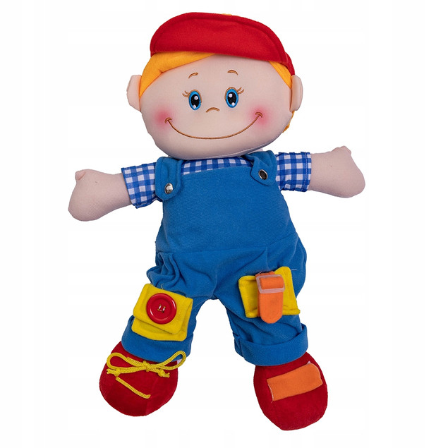 Lalka Szmaciana ASKATO 46cm Przytulanka Edukacyjna Nauka Ubierania