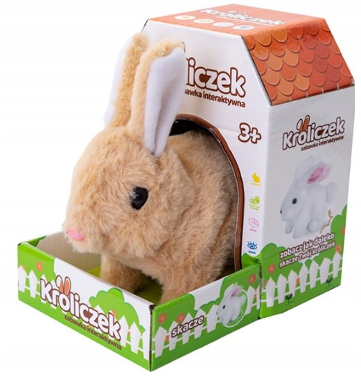 Askato Maskotka Interaktywna Króliczek Pluszowy Ruchomy Brązowy 18 cm