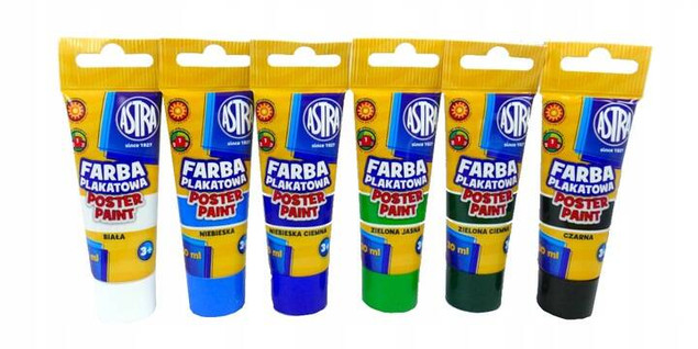 Farby plakatowe 12 kolorów 30ml Astra