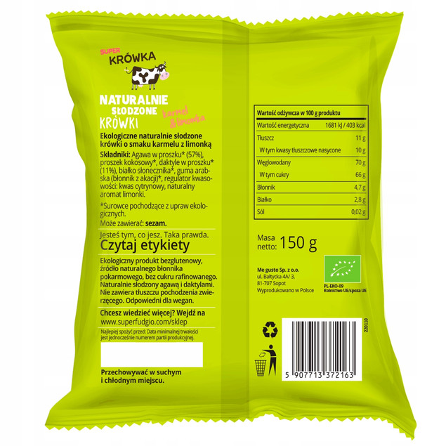 Krówki wegańskie Super Krówka limonka 150 g
