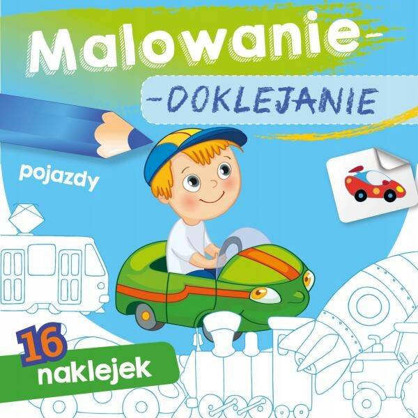 18x MALOWANIE Doklejanie ZESTAW Kolorowanka PIESKI KOTKI POJAZDY 3+ Skrzat